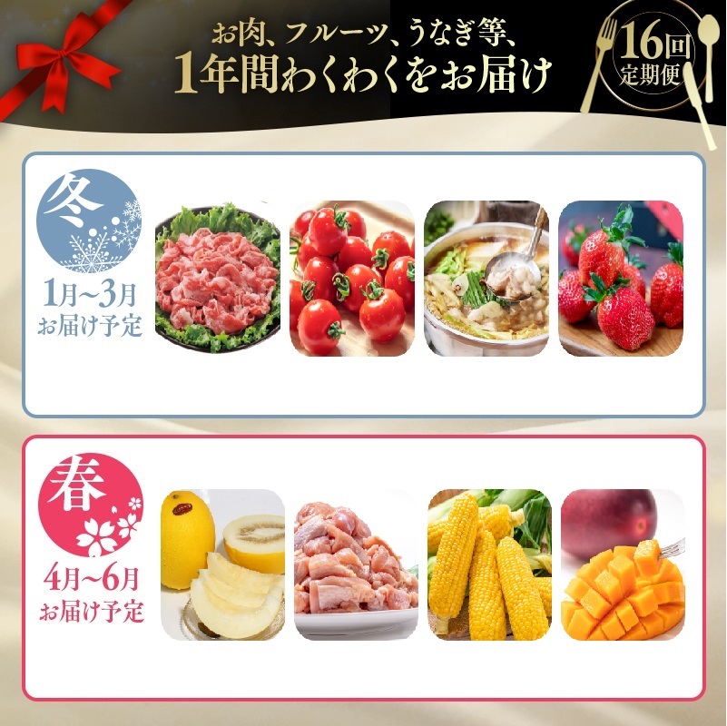 2027年発送【季節の定期便】12ヶ月毎月届く 西都まるごと堪能セット16品お届け！【プラチナコース】先行予約 Eコース 完熟マンゴー 宮崎牛 うなぎ 牛肉 豚肉 鶏肉 もつ鍋 スイートコーン いちご トマト＜1-5a＞