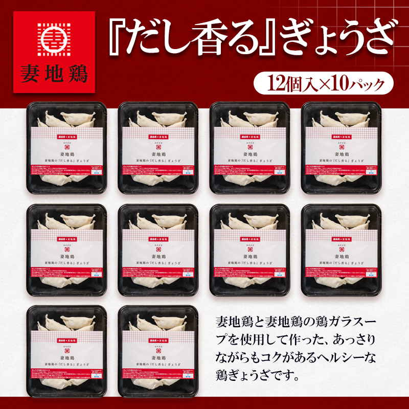 ブランド地鶏 妻地鶏 ぎょうざ詰合せ120個 小分け12個×10パック＜8-23a＞