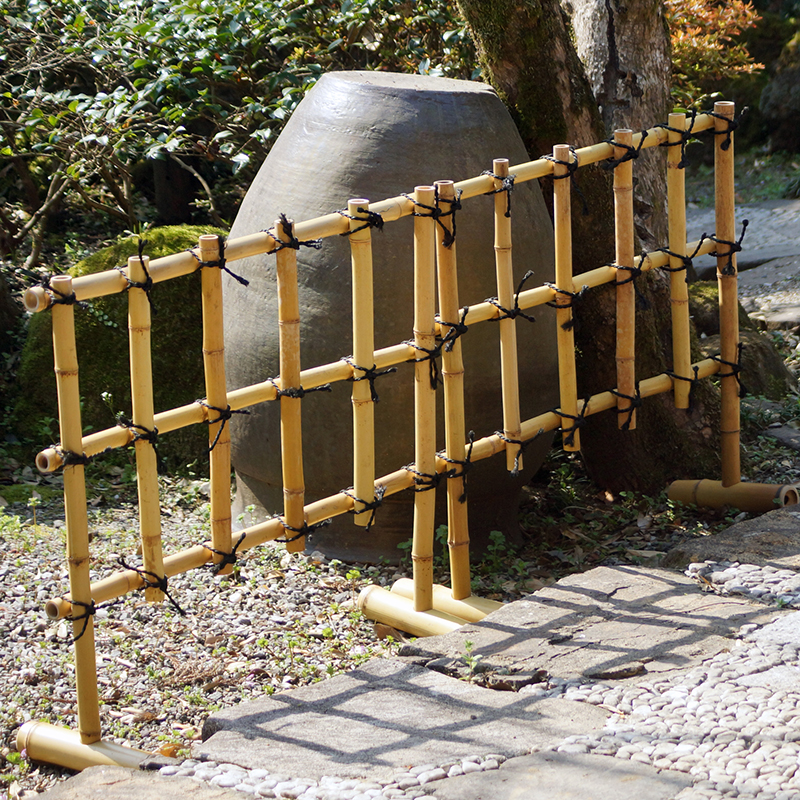 竹家具専門店【梅里竹芸】竹垣（足付き）2個＜19-6a＞