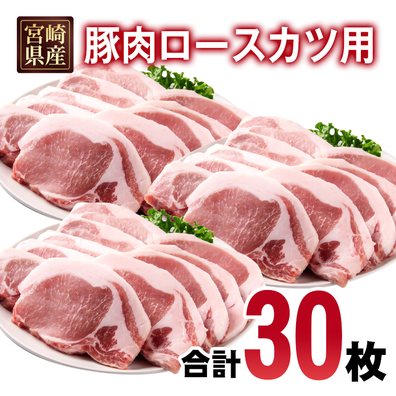 宮崎県産豚肉 ロースカツ用30枚セット 小分け 5枚入り×6パック とんかつ トンカツ トンテキ ポークステーキ＜70-26a＞