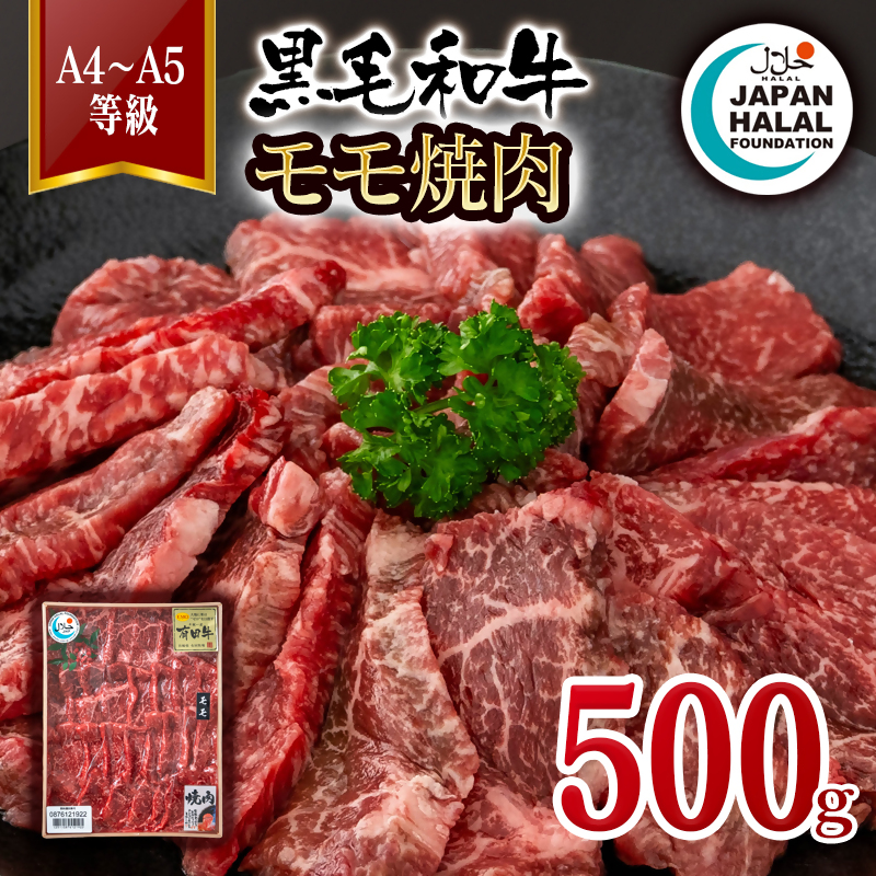【ハラール認証】黒毛和牛モモ焼肉500g  A4～A5等級 ハラル認証 ビーフ 国産牛肉 焼き肉＜58-59a＞