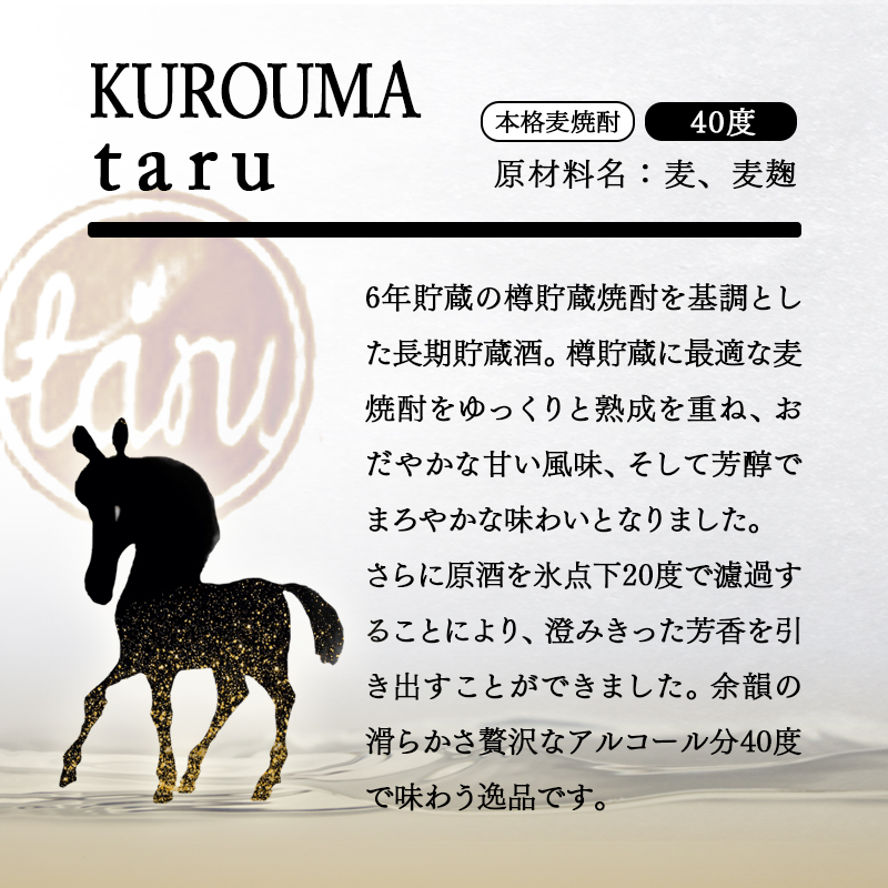 【SFWSC2021 最優秀金賞受賞】神楽酒造 麦焼酎 KUROUMA taru 40度 720ml＜23-26a＞