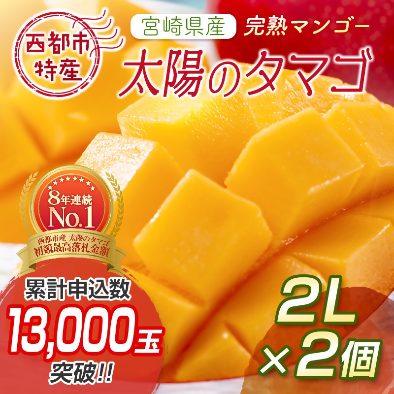 2027年発送 最高級ブランド『太陽のタマゴ』2L×2個【糖度15度以上】宮崎完熟マンゴー 宮崎マンゴー 先行予約＜18-6a＞