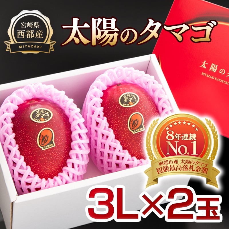 2027年発送 最高級ブランド『太陽のタマゴ』3L×2個【糖度15度以上】宮崎県西都市産完熟マンゴー【先行予約】 ＜26-6a＞