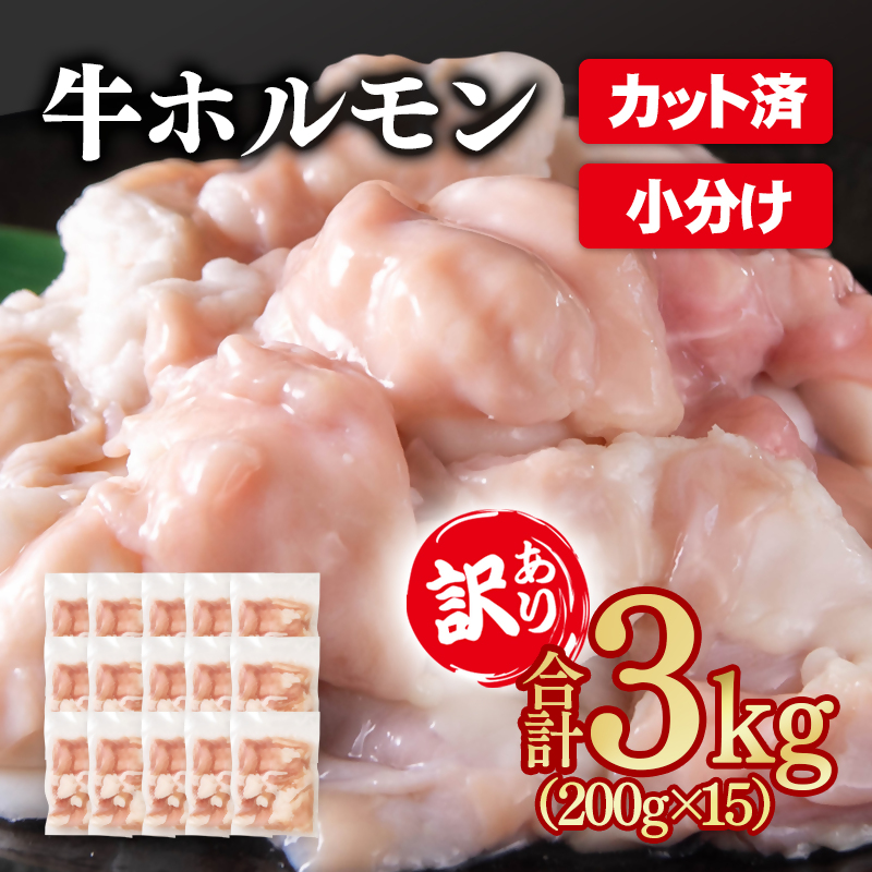 訳あり牛ホルモン 小腸 3㎏ 小分け200g×15 国産牛＜58-50a＞