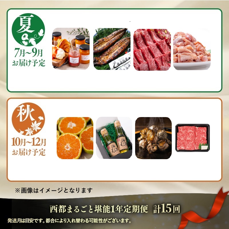 2027年発送【季節の定期便】12ヶ月毎月届く西都まるごと堪能セット15品お届け！【シルバーコース】先行予約 Dコース 完熟マンゴー 宮崎牛 うなぎ 牛肉 豚肉 鶏肉 鍋 スイートコーン みかん＜1-4a＞