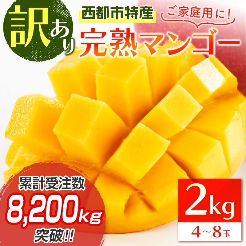 2027年発送 訳あり「ご家庭用」宮崎県西都市産完熟マンゴー2kg 先行予約＜18-11a＞