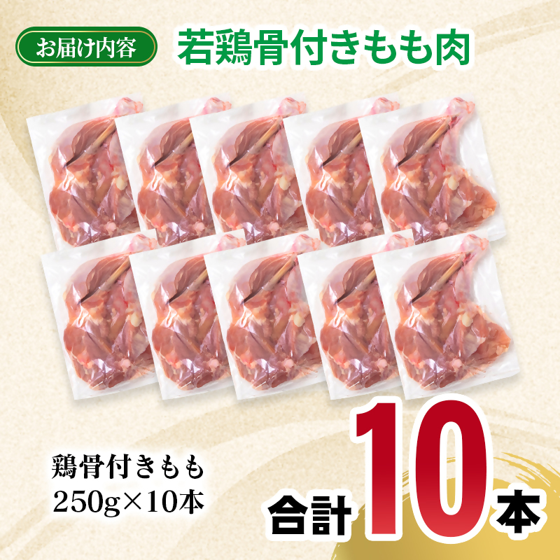 宮崎県産若鶏 骨付きもも10本 1本250g以上 小分け 1本×10パック とり肉 国産＜70-3a＞