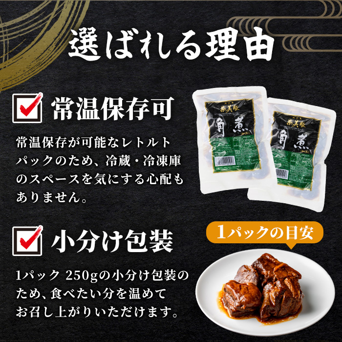 鹿児島の黒豚に次ぐブランド豚！茶美豚の角煮 計500g(250g×2パック) 国産 国産豚 九州産 茶美豚 チャーミートン 豚肉 角煮 惣菜 加工品 おかず 弁当 小分け 常温 常温保存 常温配送 1万円以下 メール便 【鹿児島協同食品】【01-008-41-60】