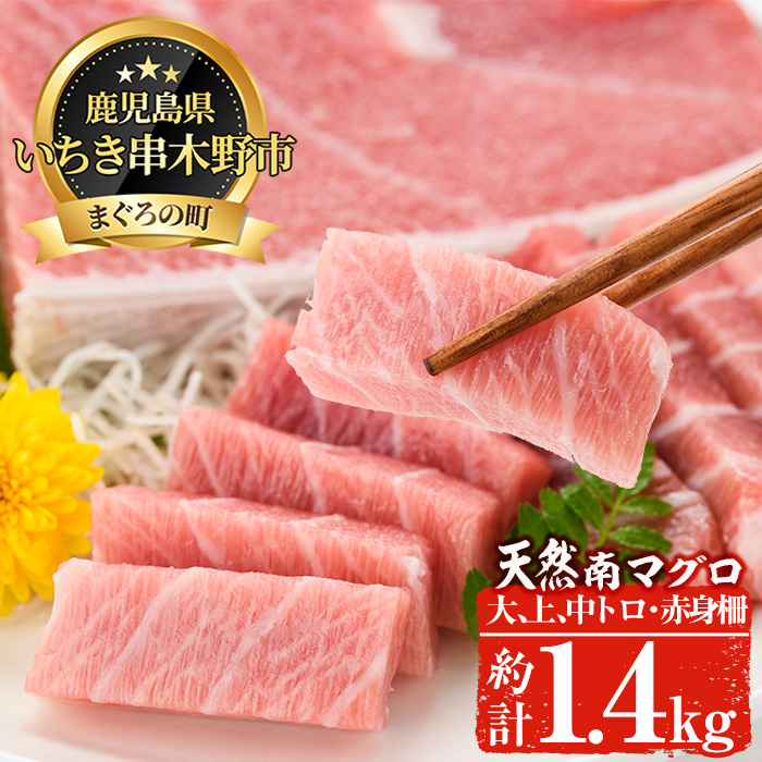 南マグロ贅沢三昧！大とろ・上とろ・中とろ・赤身の鮪の刺身用柵(計約1.4kg) まぐろ 鮪 南まぐろ 南マグロ 大とろ 中とろ 上とろ 魚介 刺し身 刺身 刺身用 さしみ サク 海鮮丼 小分け 便利 冷凍 希少 新鮮【新洋水産】【00-019-05】