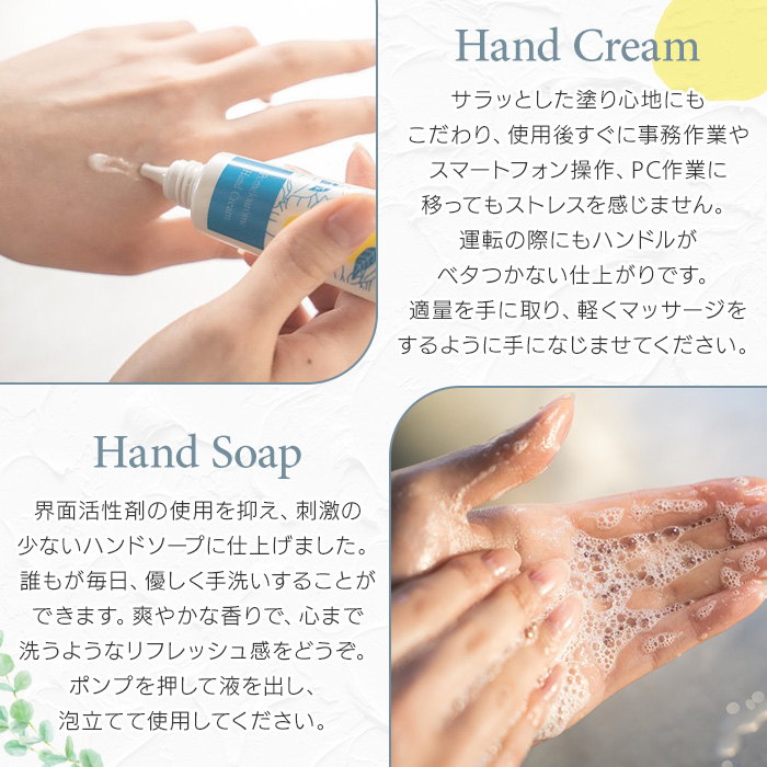 サワーポメロハンドクリーム(30g×1本)＆サワーポメロハンドソープ(200ml×1本) いちき串木野市 ルシエルフュゼ サワーポメロ 柑橘 大橘 みかん ハンドクリーム 保湿 ハンドケア 手荒れ 乾燥 ハンドソープ 手洗い せっけん 肌 美容 香り【LeCiel+b2-cafe】【00-090-23】