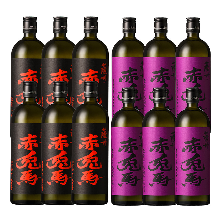 ≪定期便・全3回≫鹿児島本格芋焼酎「赤兎馬」「紫赤兎馬」飲み比べセット(720ml×各6本×3回・計12.96L) 国産 九州産 鹿児島 酒 焼酎 芋焼酎 お湯割り 炭酸割 炭酸割り ロック 人気 飲み比べ セット 720ml 家飲み 頒布会【吉村酒店】【00-003-56-TK】