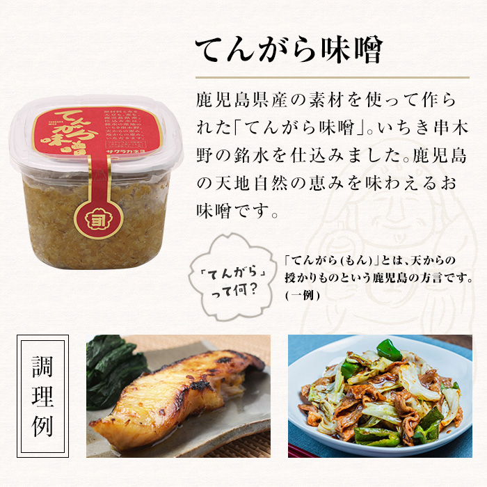 サクラカネヨ てんがら味噌セット (850g×4個・計3.4kg) 九州 鹿児島 味噌 みそ 麦味噌 麦みそ 調味料 味噌汁 豚汁【吉村醸造】【00-002-20】