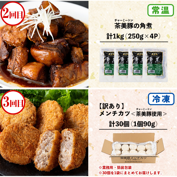 ＼新登場／＜定期便・全3回(毎月)＞鹿児島協同食品バラエティー定期便 国産 鹿児島 豚肉 加工品 惣菜 おかず 弁当 定期便 バラエティ 角煮 メンチカツ 餃子 時短 手軽 簡単 冷凍 常温【鹿児島協同食品】【00-008-32-TK】