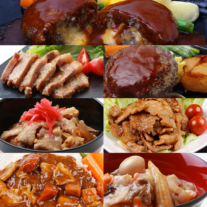 鹿児島県産！金の桜黒豚・簡単調理おかずセット(合計7食) 豚 豚肉 肉 豚丼 鹿児島 国産 黒豚 調理済 レンジ 時短 調理 ステーキ ハンバーグ カレー 味付き肉 惣菜【エーエフ企画】【00-057-16】