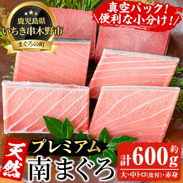 《プレミアム》極上天然南まぐろフルセット 鮮度抜群の南まぐろ大トロ・中トロ・赤身の6柵(合計約600g) マグロ 鮪 魚介 海鮮 南マグロ トロ 【海鮮まぐろ家】【00-041-05】