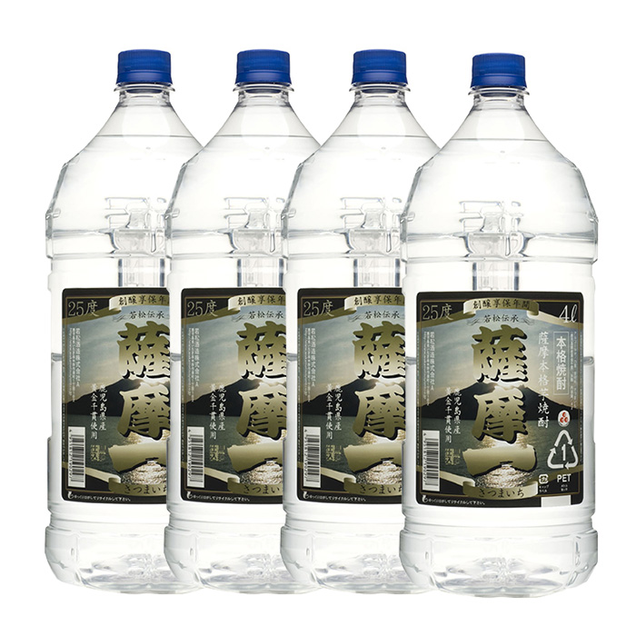 本格芋焼酎「薩摩一」(計16L・4L×4本)！国産 九州産 鹿児島 酒 焼酎 芋焼酎 家飲み 大容量 大量 セット【吉村酒店】【00-003-47】