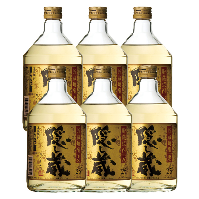 鹿児島樽貯蔵本格麦焼酎「隠し蔵」(720ml× 6本)！国産 九州産 鹿児島 酒 焼酎 麦焼酎 家飲み セット【吉村酒店】【00-003-15】