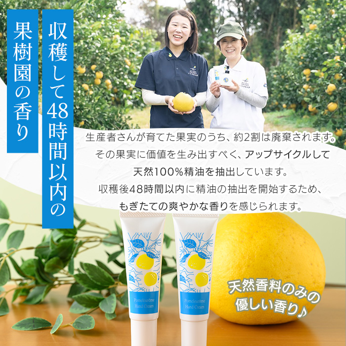 サワーポメロハンドクリーム (30g×2本) いちき串木野市 ルシエルフュゼ サワーポメロ 柑橘 大橘 みかん ハンドクリーム 保湿 ハンドケア 手荒れ 乾燥 肌 美容 香り アロマ 精油 エッセンシャルオイル【LeCiel+b2-cafe】【00-090-21】