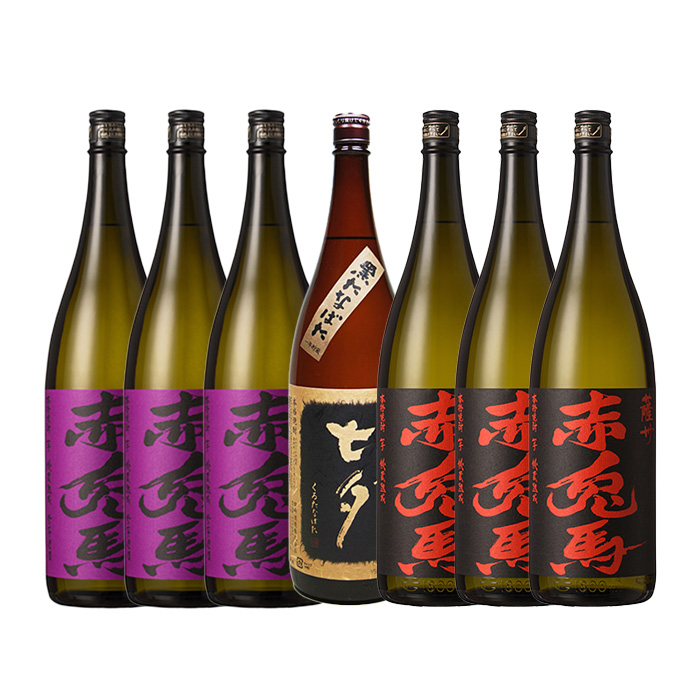 本格芋焼酎「赤兎馬」「紫の赤兎馬」「七夕」(合計7本×1800ml)飲み比べセット！国産 九州産 鹿児島 酒 焼酎 芋焼酎 人気 セット 贈答 ギフト 飲み比べ 1.8L 一升瓶【吉村酒店】【00-003-49】