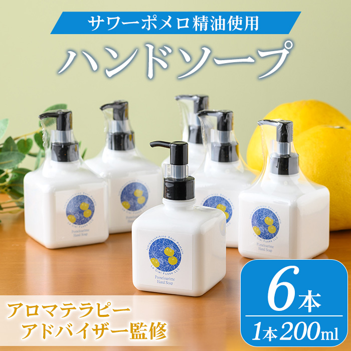 サワーポメロハンドソープ (200ml×6本) いちき串木野市 ルシエルフュゼ サワーポメロ 柑橘 大橘 みかん ハンドソープ 手洗い 液体せっけん 泡 衛生 洗浄 ハンドケア 肌 香り アロマ 精油 エッセンシャルオイル【LeCiel+b2-cafe】【00-090-24】