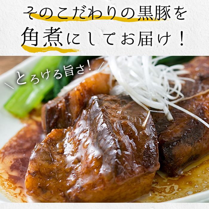 鹿児島郷土の味！黒豚角煮セット(250g×4パック・計1kg) 肉 惣菜 おかず 国産 常温 時短 レトルト 常温保存 人気【鹿児島協同食品】【00-008-05】
