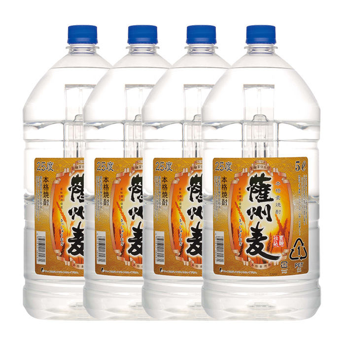 本格麦焼酎「薩州麦」(計20L・5L×4本)！国産 九州産 鹿児島 酒 焼酎 麦焼酎 家飲み セット【吉村酒店】【00-003-44】
