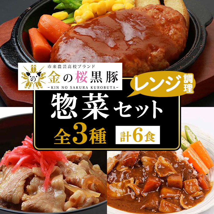 金の桜黒豚を使用した惣菜3種！ハンバーグ(180g×2袋)・黒豚丼(180g×2袋)・黒豚カレーセット(200g×2袋)！【エーエフ企画】【00-057-07】