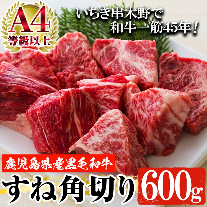 鹿児島県産黒毛和牛！A4等級以上！尾崎牧場産黒毛和牛スネ肉角切り(600g) 国産 鹿児島県産 和牛 牛肉 すね肉 お肉 角切り 煮込み【バクロ】【00-030-07】