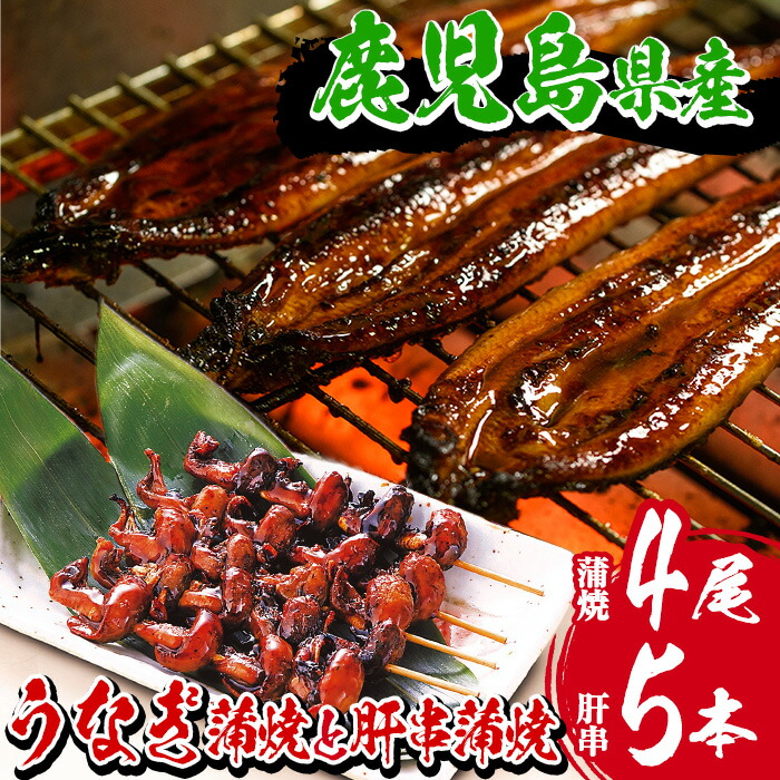 国産うなぎ(鹿児島県産うなぎ)蒲焼き(大サイズ4尾・計約640g)とうなぎ肝串蒲焼(5本) 国産 国産魚 九州産 鹿児島県産 魚 魚介 鰻 うなぎ ウナギ 蒲焼 蒲焼き 惣菜 冷凍 串 肝 内臓【南竹鰻加工】【00-025-12】