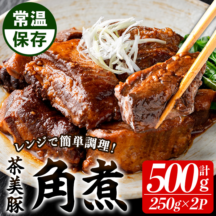 鹿児島の黒豚に次ぐブランド豚！茶美豚の角煮 計500g(250g×2パック) 国産 国産豚 九州産 茶美豚 チャーミートン 豚肉 角煮 惣菜 加工品 おかず 弁当 小分け 常温 常温保存 常温配送 1万円以下 メール便 【鹿児島協同食品】【01-008-41-60】