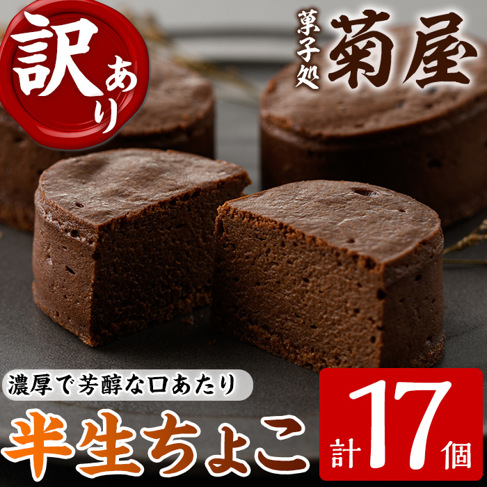 《訳あり》半生ちょこ(計17個) スイーツ バレンタイン ホワイトデー 濃厚 チョコ お菓子 銘菓 冷凍 詰め合わせ 詰合せ 個包装 簡易包装 家庭用 自宅用 洋菓子【菓子処 菊屋】【00-014-03】